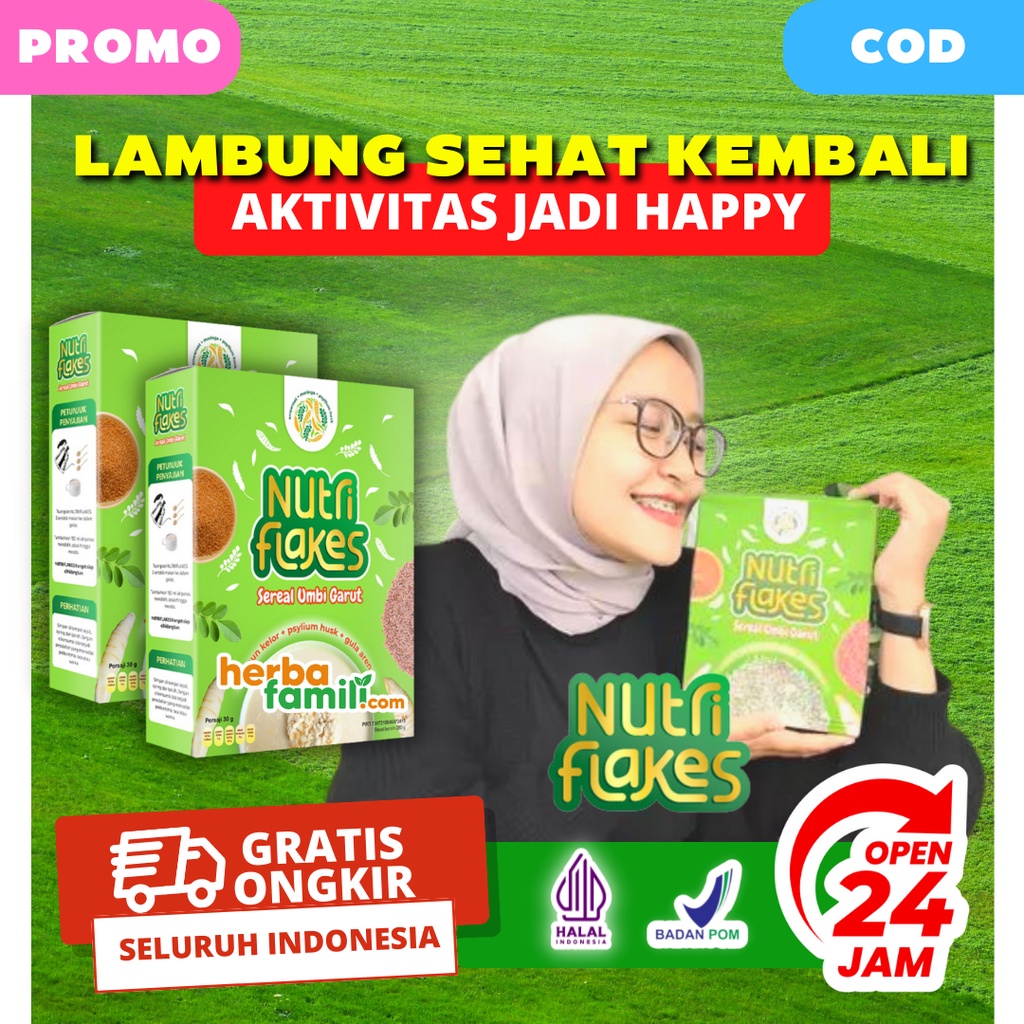 NUTRIFLAKES 100% ORIGINAL OFFICIAL | Sereal Umbi Garut Asam Lambung Bisa Untuk Diet Sehat Secara Alami Dan Aman NUTRIFLAKES