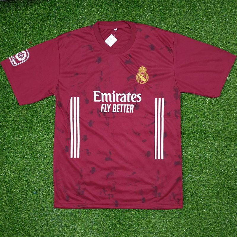 Jersey real Madrid satu paket warna maroon+Jersey hitam murah size L