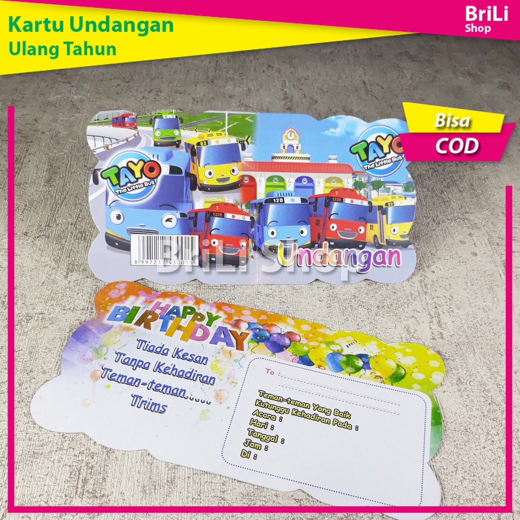 Kartu Undangan Ulang Tahun Ultah Anak Bus Tayo