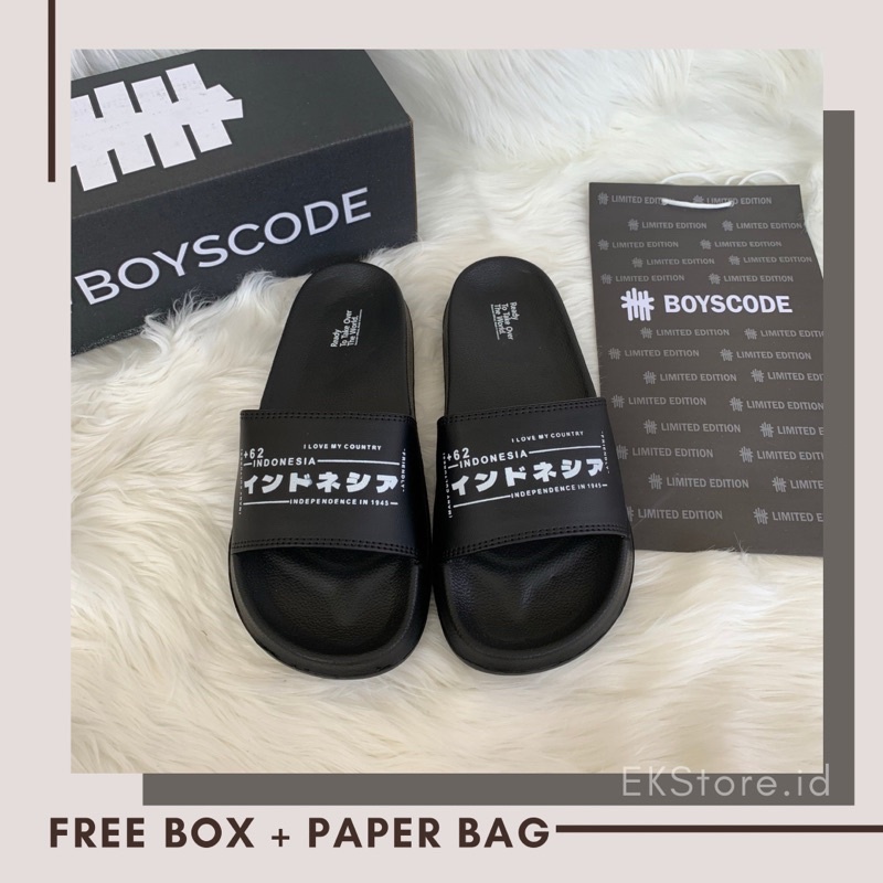 [BOYSCODE] Sendal Selop Distro Terbaru Kanji Indonesia TYPE 14 / Sendal Slide Pria / Sendal Flip Flop