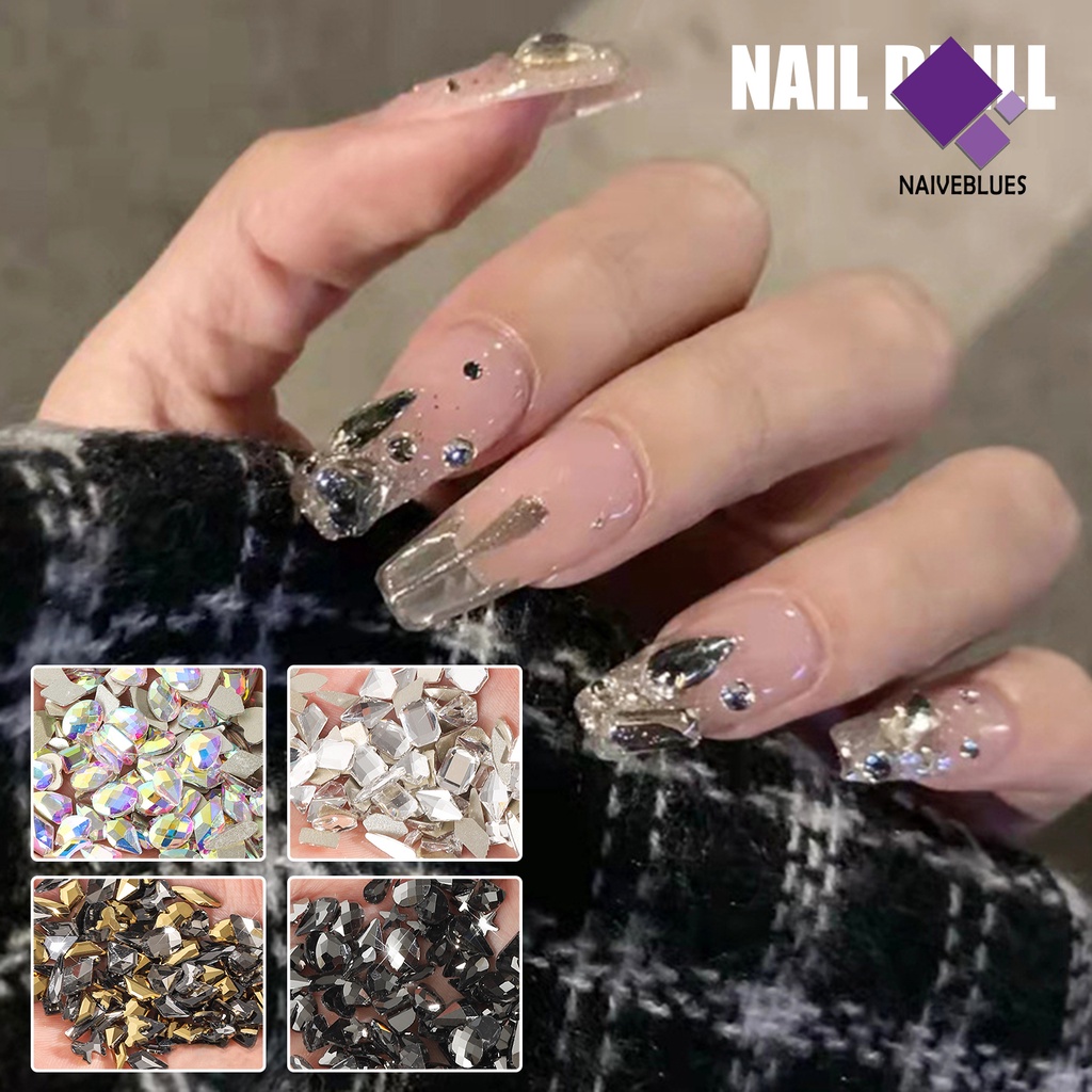 Naiveblue &gt; 100Pcs / Set Hiasan Kuku Bentuk Phantom Aurora Aksen Berlian Imitasi Untuk Nail Art / Manicure DIY