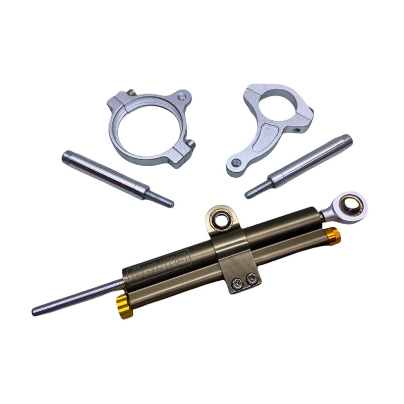 PAKET Stabiliser Stang Steering Dumper Tengah Pendek PLUS BREKET Ninja150R Matis Silver Carbon Ohlin5 Laser Magnesium FOURSIX_46