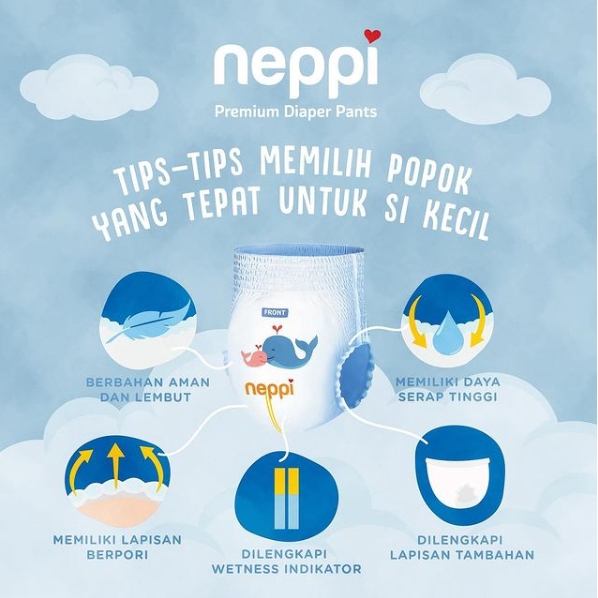 PNB209 POPOK CELANA NEPPI PREMIUM DIAPER PANTS POPOK BAYI SEKALI PAKAI