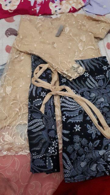 Zola_batik Batik Couple Brokat Tile Selendang Nuna Silver Azzura High Quality