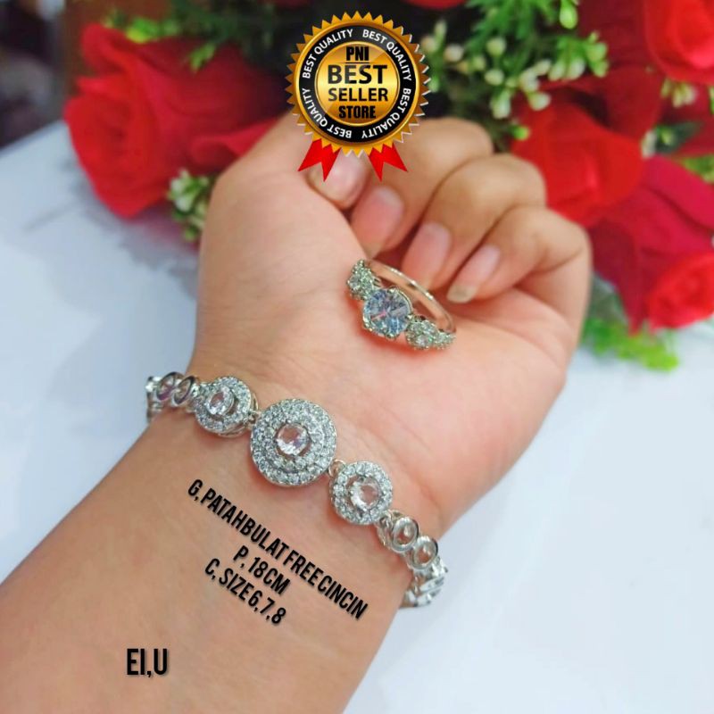 GELANG TANGAN TITANIUM WANITA FREE CINCIN WARNA SILVER DAN GOLD