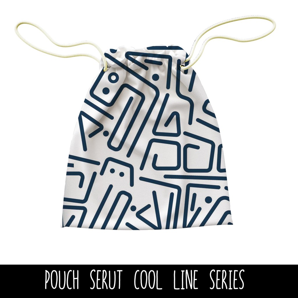 Full Print Pouch Serut Cool Line Pattern Bisa Request Tulisan