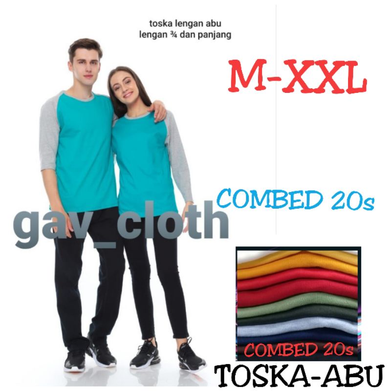 Raglan polos New Cotton Combed 20s Premium,Oblong Pria dan wanita Kekinian ,TOSCA-ABU MISTY