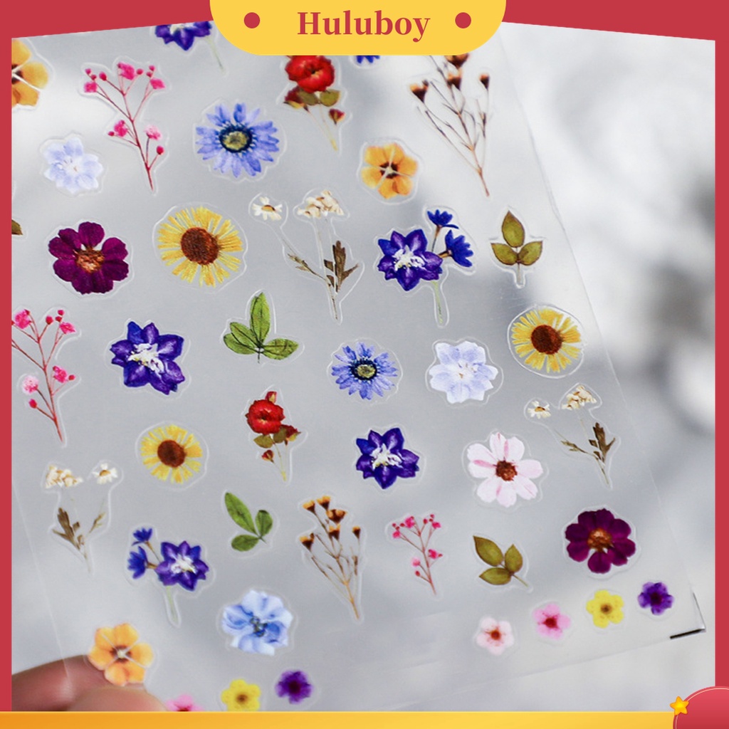 Huluboy Huluboy♡ Stiker Kuku 3D Motif Bunga Warna-Warni Untuk Manicure