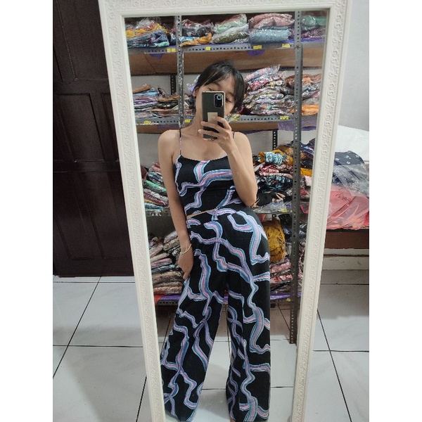 ONE SET KULOT PATTERN // SETELAN TANKTOP FLOWERY-Hitam2 vanesa