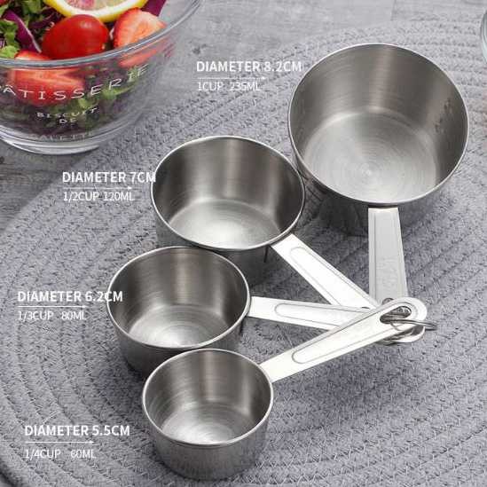 Sendok Takar Ukur Stainless Steel 8 Pcs - Sendok Takar Ukur Cup Geser Murah Original