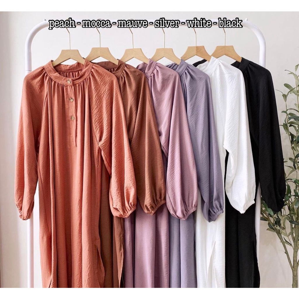 1KG MUAT 4PCS | RENITA LONG TUNIK KANCING AIRFLOW CRINKLE HITS OOTD FASHION WANITA SELEBGRAM TERMURAH