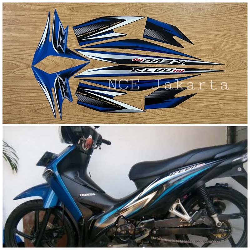 STIKER STRIPING MOTOR REVO CW 2013 BIRU HITAM