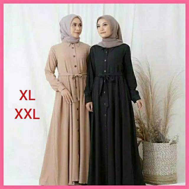GAMIS NIBRAS BASIC NBC 01 HITAM BAHAN MOSCREPE POLOS CANTIK ADEM BUSUI FRIENDLY MURAH STYLE CASUALo