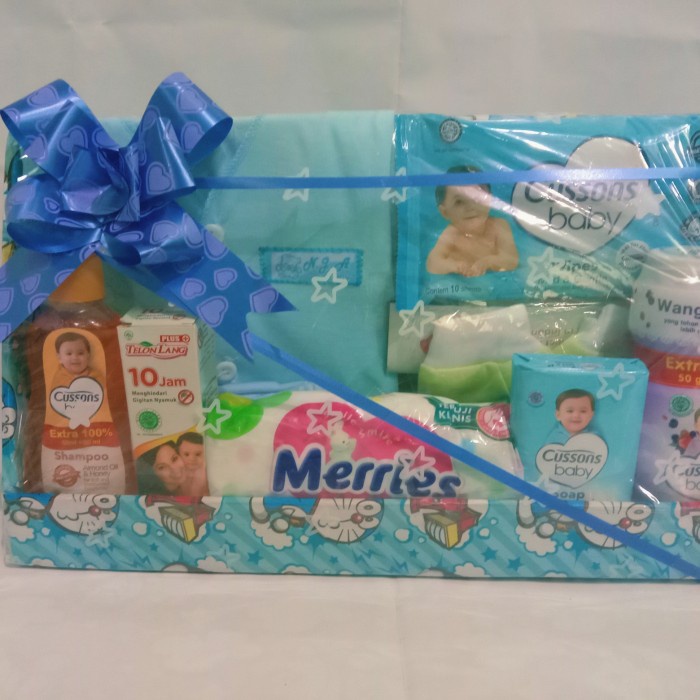 

PARCEL BAYI HAMPERS BAJU BAYI PAKET HAMPERS PARCEL KADO LAHIRAN - Biru - BARU