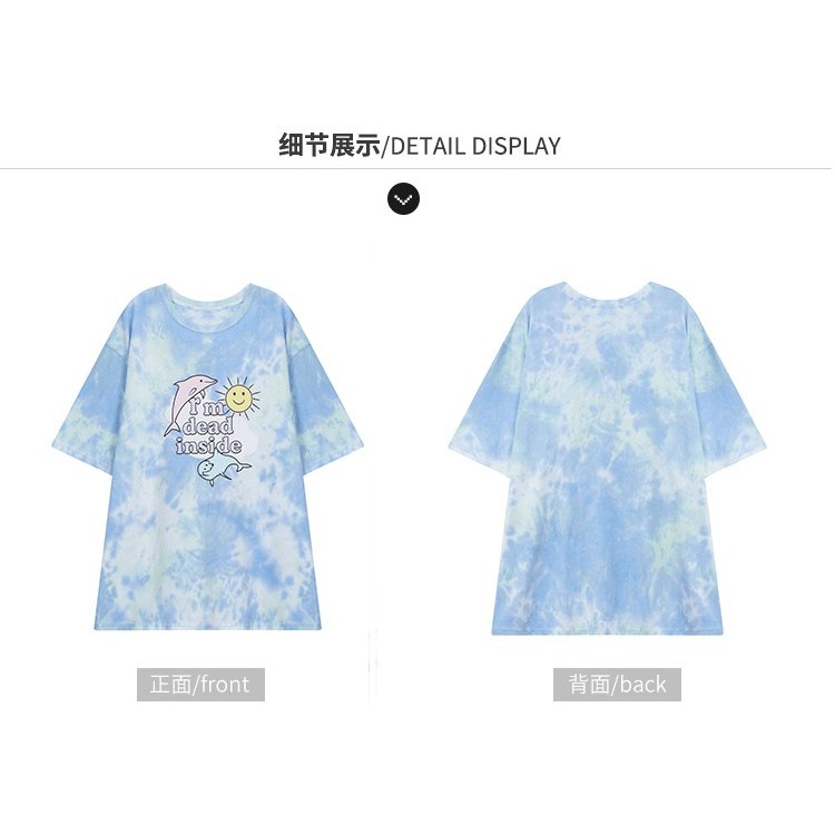 [littlecrab] Kaos Oversize Tie Dye Dolphin Kaos Lucu T-shirt Couple Lumba-Lumba Kaos Tumblr Korean
