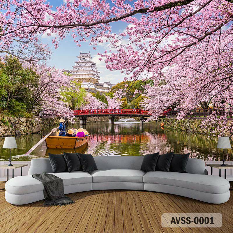 WALLPAPER CUSTOM SAKURA WALLSTICKER 3D TAMAN STICKER TAMAN SAKURA JAPAN