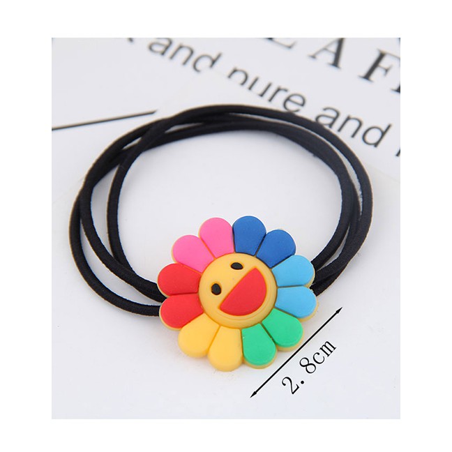 LRC Ikat Rambut Fashion Color Colorful Sun Flower Smiley Rainbow A58633