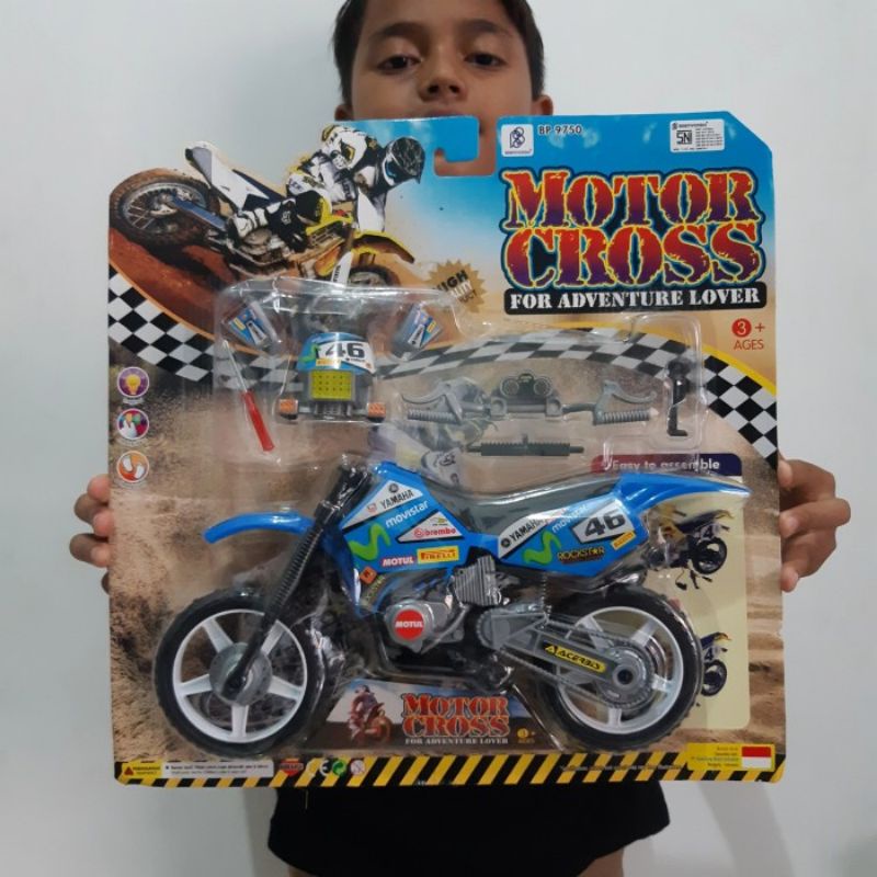 Mainan Moto Cross Rakit Besar - Miniatur Motor Trail Anak Laki Cowok