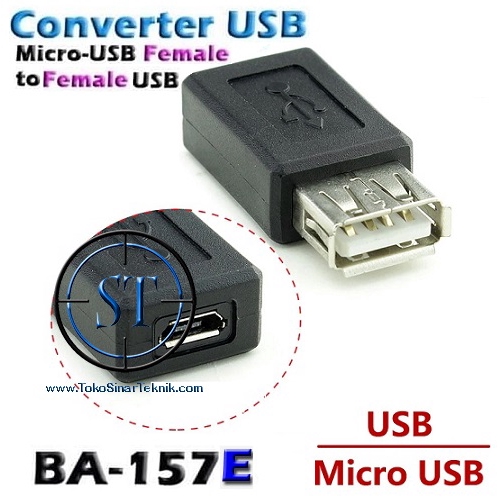 BA-157E Converter Micro USB Female to USB Female 2.0 Sambungan Socket Adapter Micro-USB Konverter