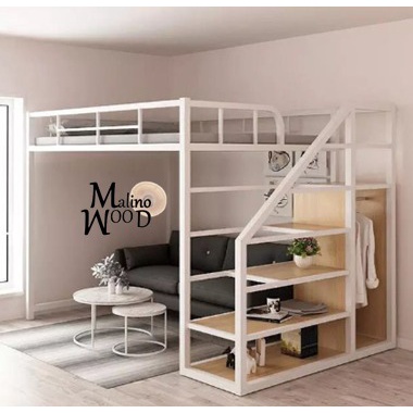 Loft bed besi tempat tidur minimalis variasi set kamar LF-03
