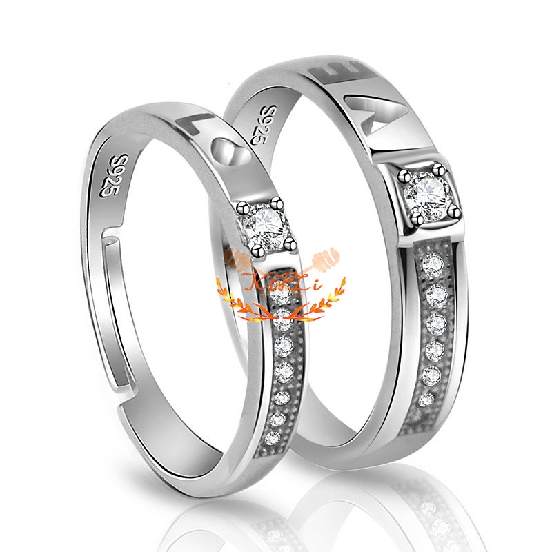 925 Silver Cincin,Pasangan Berlian Mode Wanita,Perhiasan Cincin Couple Rings