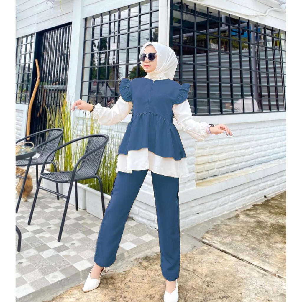 Rika One Set Moscrepe || Meyka rempel Ballon Setelan Wanita Terbaru Alfita One Set Kode MK