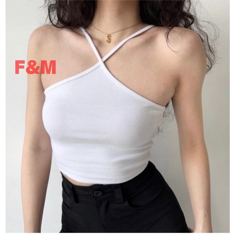 TANKTOP CROP HALTER CROSS KNIT FASHION KOREA MODEL SILANG SEXY (KET-202) KNIT SPANDEK TANKTOP WANITA