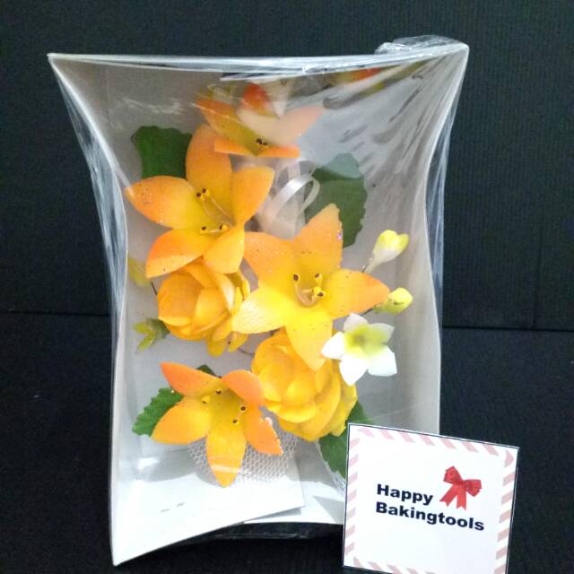 Hiasan birthday cake bunga yellow, Topper flower purple decorating cake wedding, hiasan kue tart bun