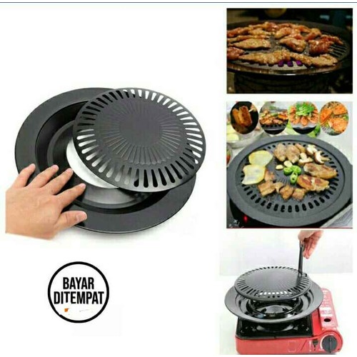 Smokeless BBQ Grill Pan Bulat Kompor High Quality / Ultra Grill Alat Panggang / Panggangan Portable Serbaguna