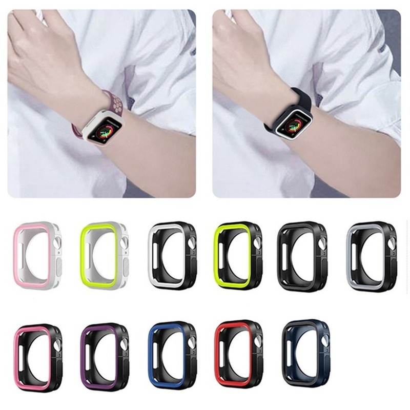 Case Untuk Untuk Apple Watch 41mm 45mm 44mm 40mm 38mm 42mm Silikon iWatch Series SE 7 6 5 4 3 Case iWatch Sports Case Dua Cases