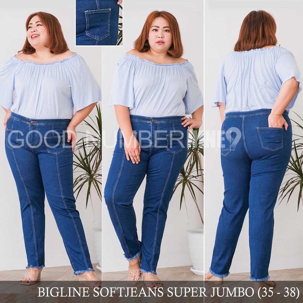 CASVINE JEANS BIGLINE POCKET CELANA HIGHWAIST JEANS BIGSIZE JUMBO KANTONG HW