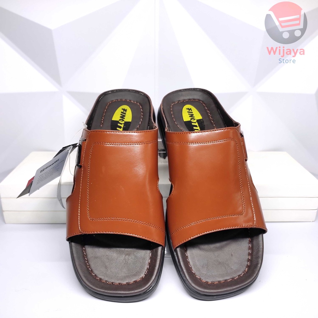 Finotti Ned 04 Sandal Pria Sendal Slop Kulit Asli Kasual Cowok Laki-Laki Original Finotti