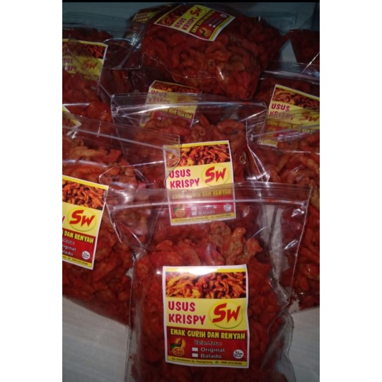 

KRIPIK USUS AYAM KRISPIY BALADO/ PEDAS 500g100%ori