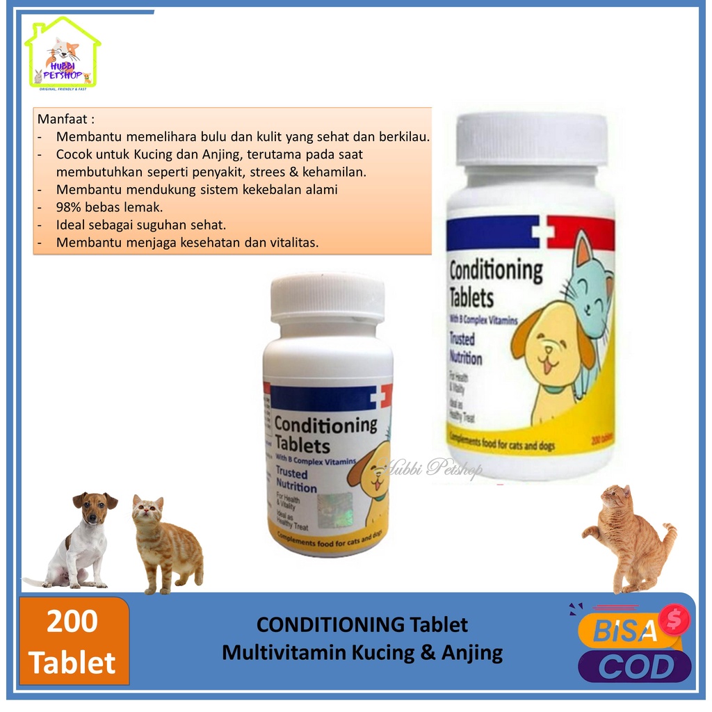 Vitamin Kucing Conditioning tablets Raid-All Vitamin anjing isi 200 tablet