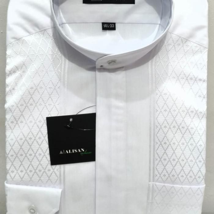 KEMEJA ALISAN KOKO BORDIR REGULER FIT KEMKO - PUTIH BORDIR, S