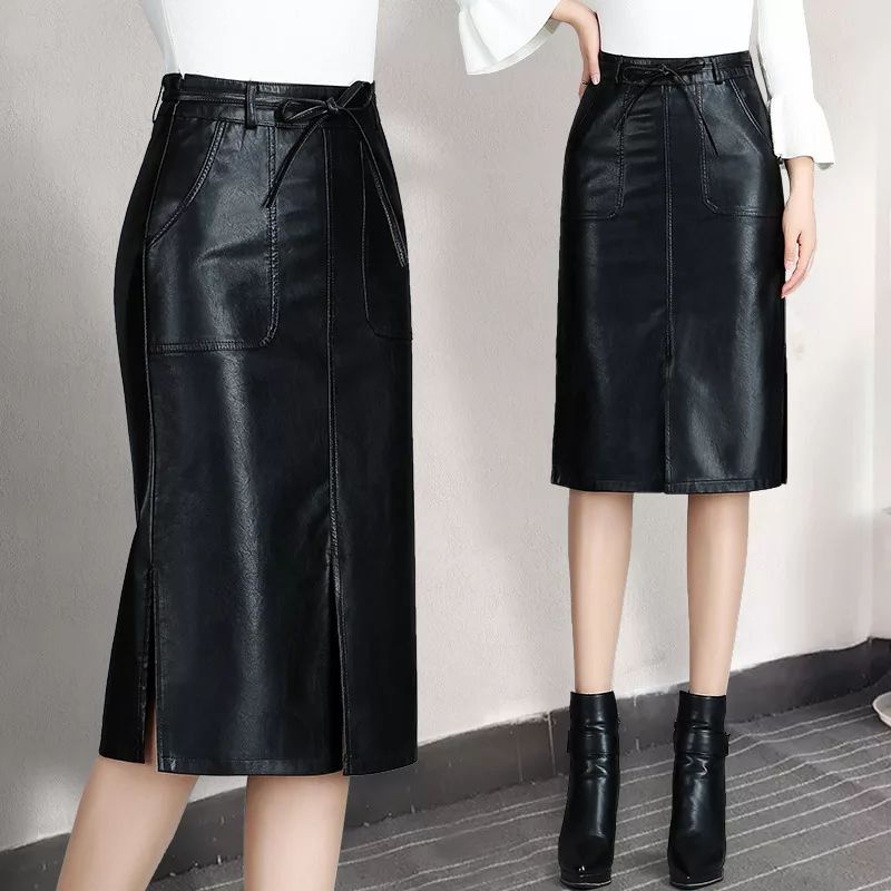 Rok Kantor Wanita Model Bodycon Tinggi Pinggang High Waist Streetwear Pensil Elegan Knee-Length rok