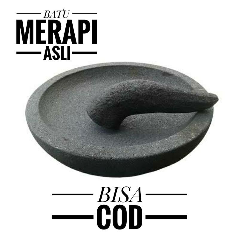 cobek batu asli beserta ulekan pengiriman borobudur