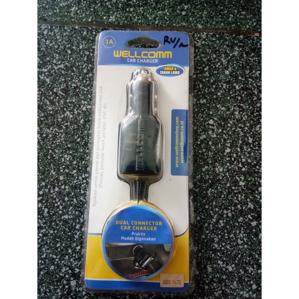 Charger Mobil Car Charger Wellcomm PLUG IN ROLL 1A micro & HP handphone nokia lubang kecil