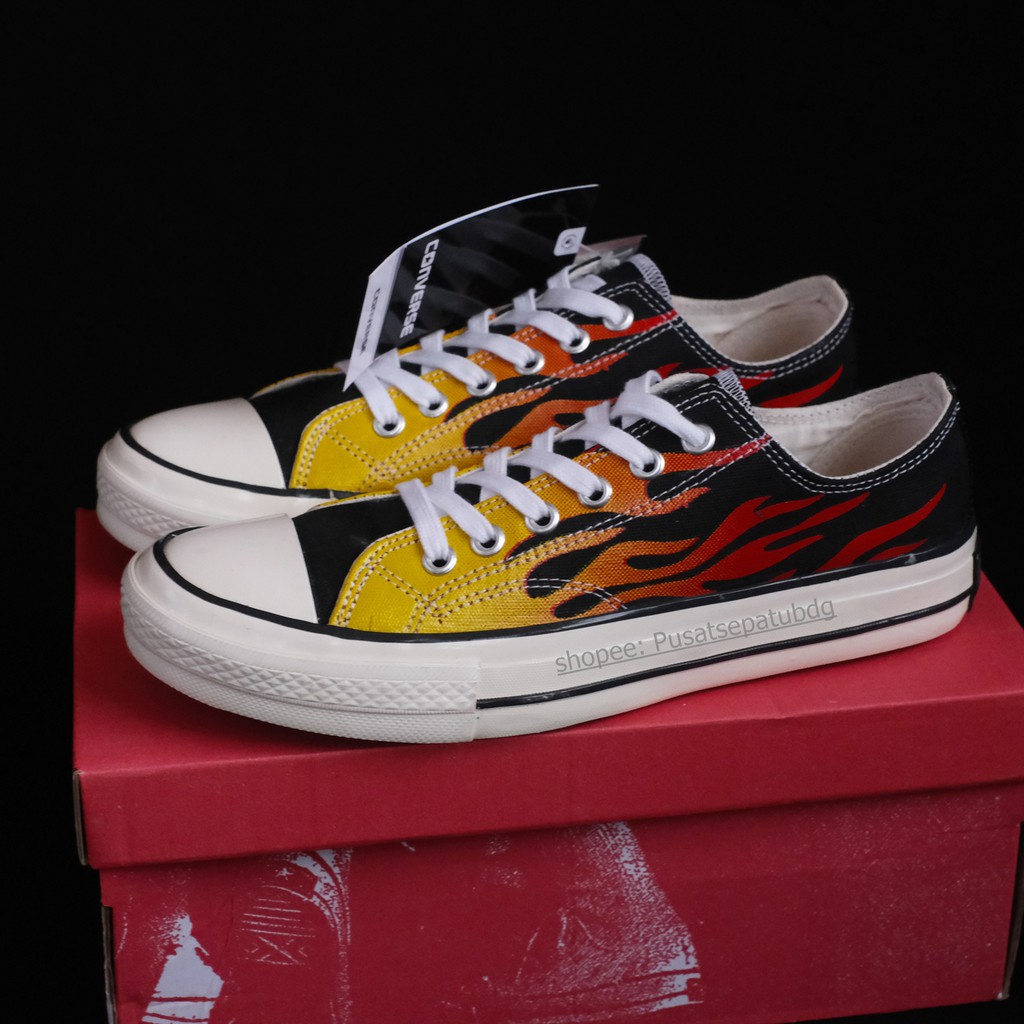 CONVERSE FLAME LOW BLACK RED MOTIF 70S EGRET