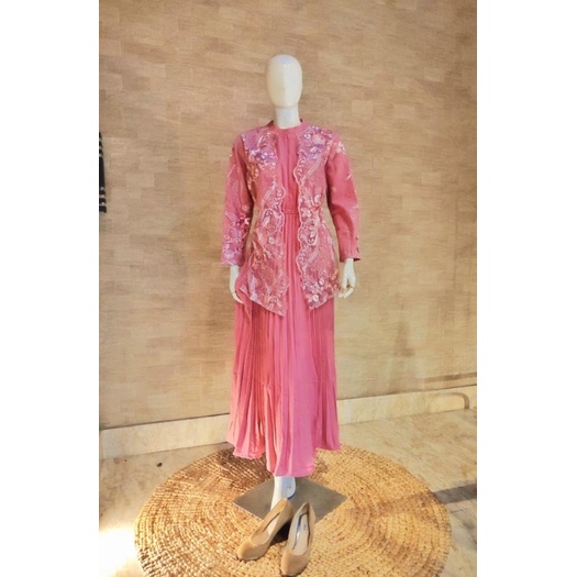 gamis gaun rompi bolero tile bordir brukat