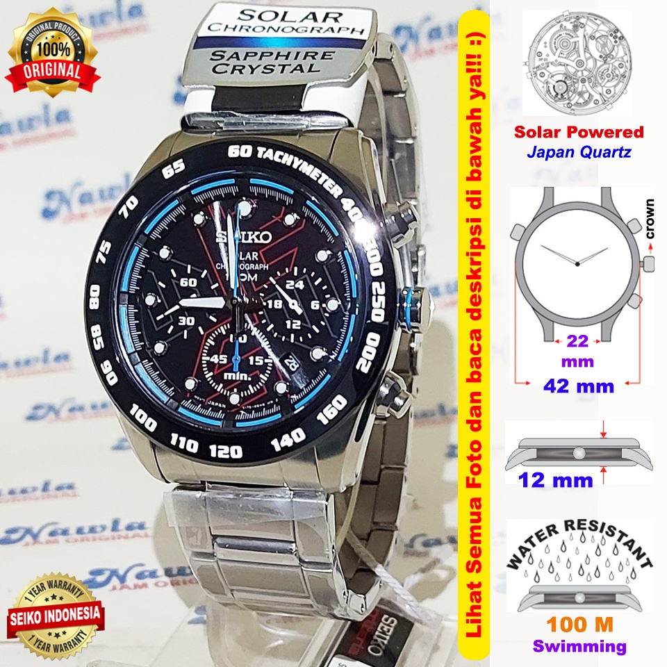 Seiko Solar SSC123P1 Chronograph Sapphire - Jam Tangan Pria SSC123