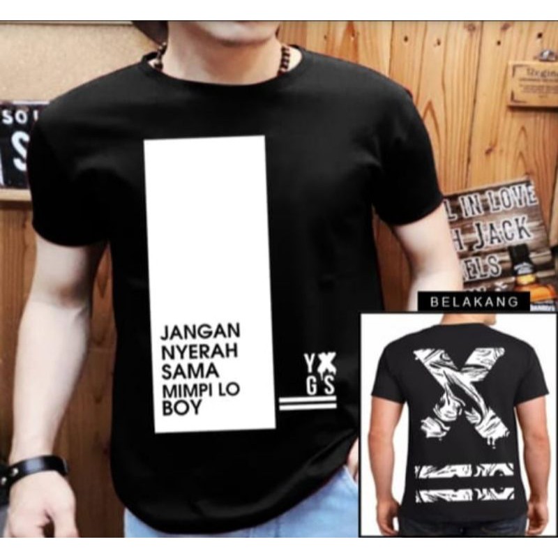 kaos cowok distro kaos gambar yogs jangan nyerah terbaru