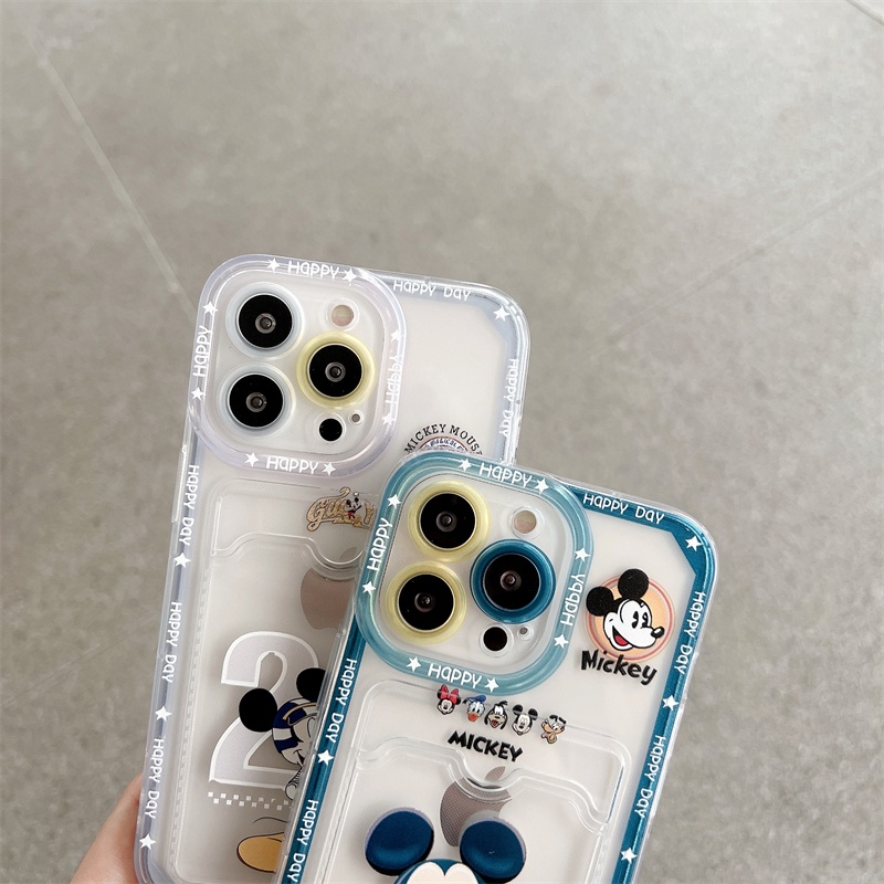 Soft Case Pelindung Lensa Transparan Motif Kartun Mickey Untuk iPhone 12 13 Pro MAX 11 X XR XS MAX 7 8 Plus