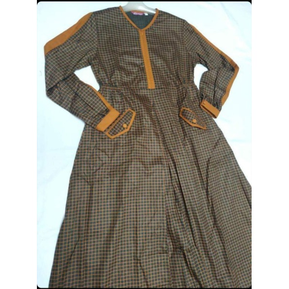 brunia dress  ori dress kotak kotak .gamis casual