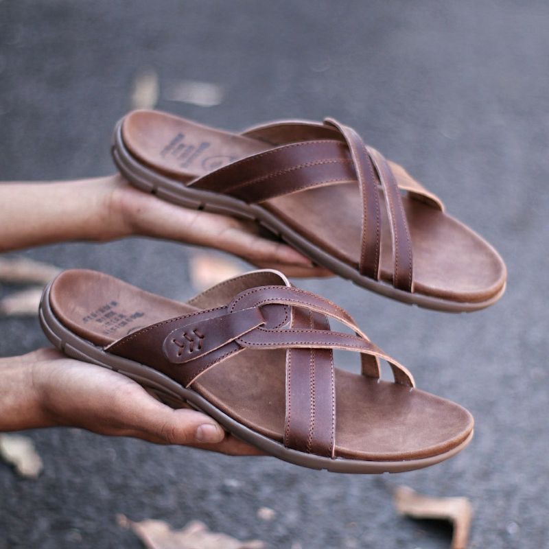 CRAFTS X LINK SANDAL KULIT PRIA BLACK BROWN SENDAL CASUAL PRIA