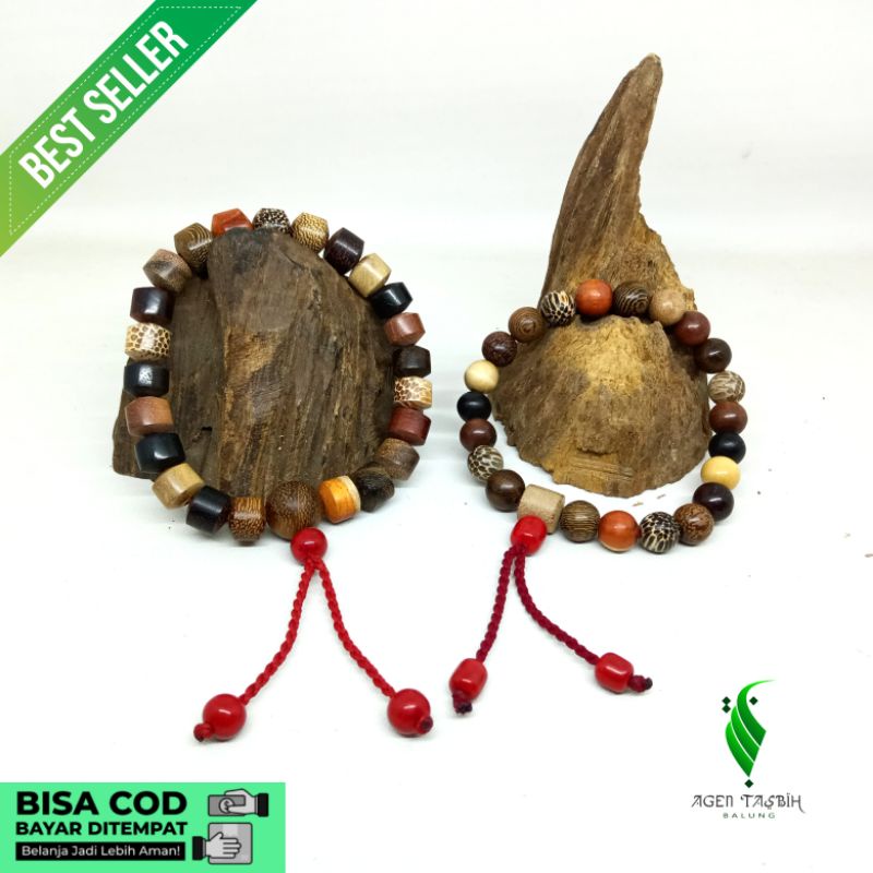Gelang Kayu Kombinasi 12 Kayu Langka Nusantara Size 8mm