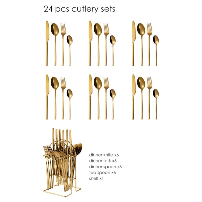 Cutlery Set - [ Hampers ] Cutlery Set Gold / Sendok Gold /Sendok Makan / Cutleryset