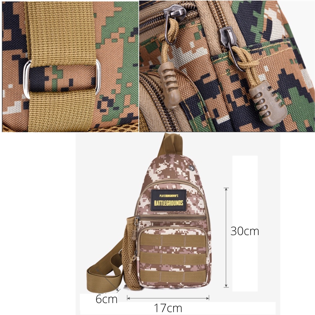 ONLYONE12 Tas Pria Import Tas Selempang Pria Kekinian Dengan Kantong Tempat Botol Minum &amp; Port Usb / Tas Pria Selempang Dada Motif Army / Waistbag TP401