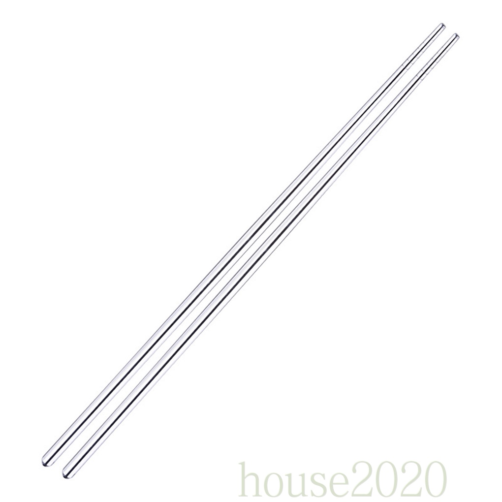 [house2020]1 Pair Stainless Steel Solid Long 36cm Chopsticks Reusable Handheld Kitchen Non-slip Cooking Tool