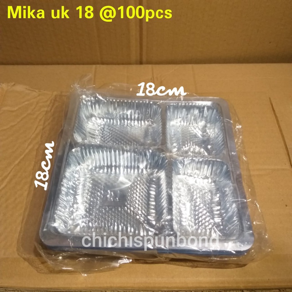 Mika kardus nasi 18cm x 18cm / Mika thinwall 2000ml dan 3000ml (100pcs)